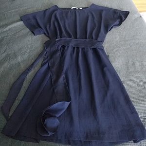 Navy dress with attached belt